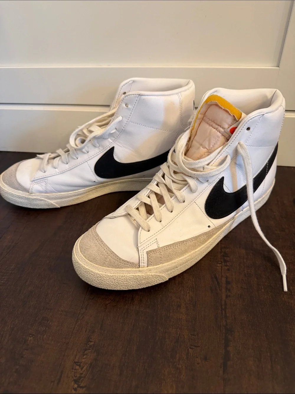 Nike Blazer Mid ‘77 White with Black Swoosh - Men's High-Top Sneakers